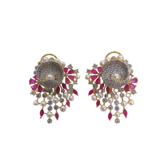 DE47REGO american diamond jewlery Indian stud Earring Women Traditional Bollywood Style Wedding Ethnic AD