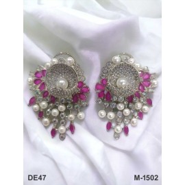 DE47RERH american diamond jewlery Indian stud Earring Women Traditional Bollywood Style Wedding Ethnic AD