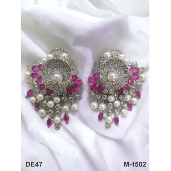 DE47RERH american diamond jewlery Indian stud Earring Women Traditional Bollywood Style Wedding Ethnic AD