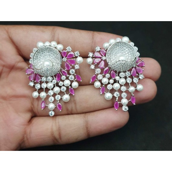 DE47RERH american diamond jewlery Indian stud Earring Women Traditional Bollywood Style Wedding Ethnic AD