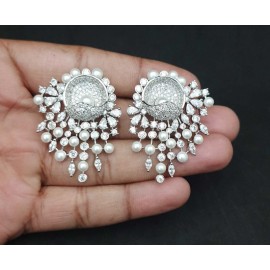 DE47WHRH american diamond jewlery Indian stud Earring Women Traditional Bollywood Style Wedding Ethnic AD