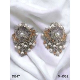 DE47YERH american diamond jewlery Indian stud Earring Women Traditional Bollywood Style Wedding Ethnic AD