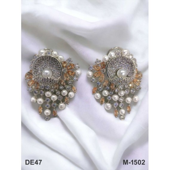 DE47YERH american diamond jewlery Indian stud Earring Women Traditional Bollywood Style Wedding Ethnic AD