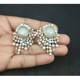 DE47YERH american diamond jewlery Indian stud Earring Women Traditional Bollywood Style Wedding Ethnic AD