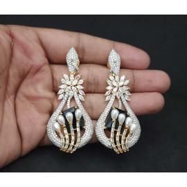 DE48BLGO american diamond jewlery Indian Earring Women Traditional Bollywood Style Wedding Ethnic AD