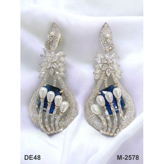 DE48BLRH american diamond jewlery Indian Earring Women Traditional Bollywood Style Wedding Ethnic AD