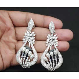 DE48BLRH american diamond jewlery Indian Earring Women Traditional Bollywood Style Wedding Ethnic AD