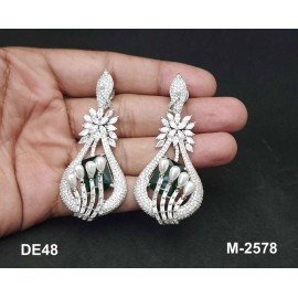 DE48GRRH american diamond jewlery Indian Earring Women Traditional Bollywood Style Wedding Ethnic AD