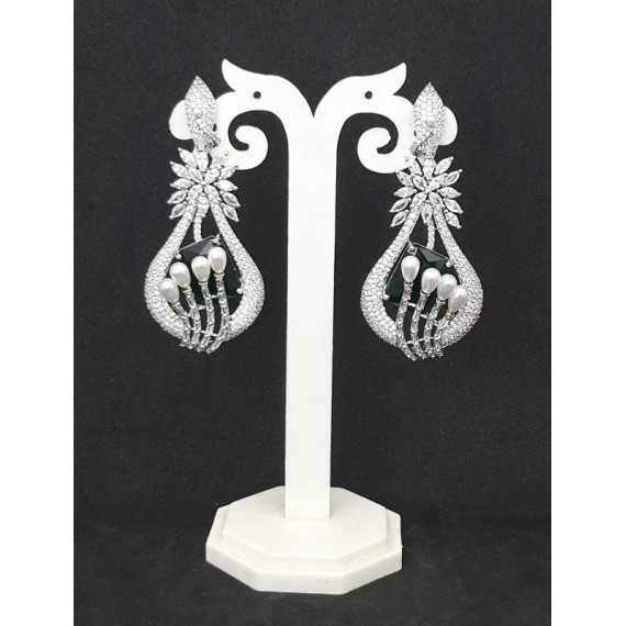 DE48GRRH american diamond jewlery Indian Earring Women Traditional Bollywood Style Wedding Ethnic AD