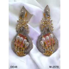 DE48PIGO american diamond jewlery Indian Earring Women Traditional Bollywood Style Wedding Ethnic AD