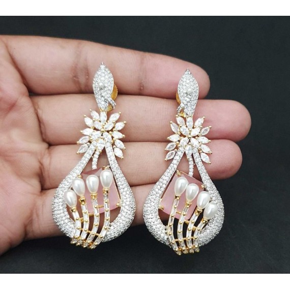 DE48PIGO american diamond jewlery Indian Earring Women Traditional Bollywood Style Wedding Ethnic AD