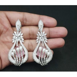 DE48PIRH american diamond jewlery Indian Earring Women Traditional Bollywood Style Wedding Ethnic AD