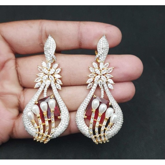 DE48REGO american diamond jewlery Indian Earring Women Traditional Bollywood Style Wedding Ethnic AD