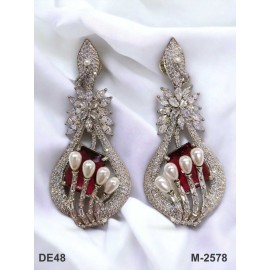 DE48RERH american diamond jewlery Indian Earring Women Traditional Bollywood Style Wedding Ethnic AD