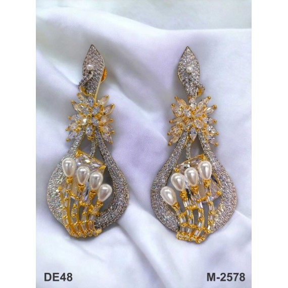 DE48WHGO american diamond jewlery Indian Earring Women Traditional Bollywood Style Wedding Ethnic AD