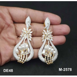 DE48WHGO american diamond jewlery Indian Earring Women Traditional Bollywood Style Wedding Ethnic AD