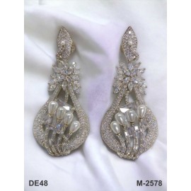 DE48WHRH american diamond jewlery Indian Earring Women Traditional Bollywood Style Wedding Ethnic AD