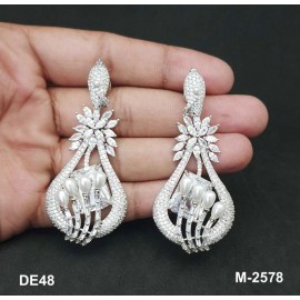 DE48WHRH american diamond jewlery Indian Earring Women Traditional Bollywood Style Wedding Ethnic AD