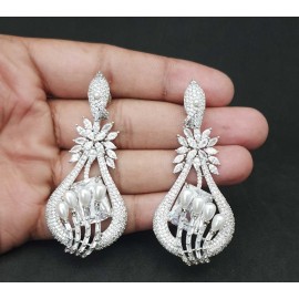 DE48WHRH american diamond jewlery Indian Earring Women Traditional Bollywood Style Wedding Ethnic AD