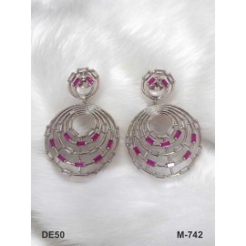 DE50RERH Traditional Bollywood Style Wedding Ethnic AD american diamond jewlery Indian Earring Women