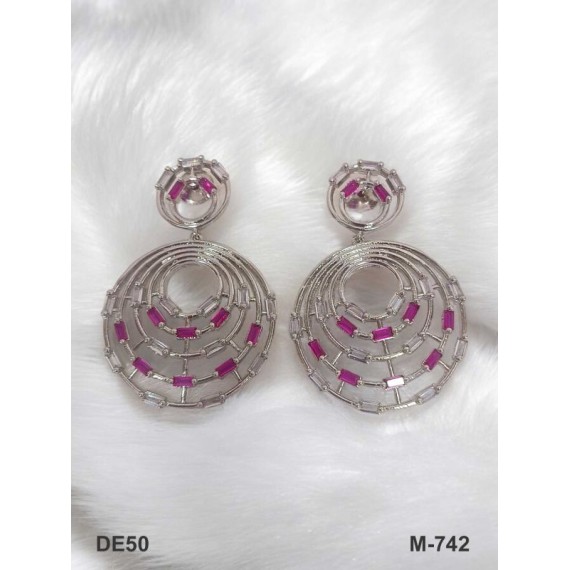 DE50RERH Traditional Bollywood Style Wedding Ethnic AD american diamond jewlery Indian Earring Women