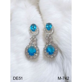 DE51BLRH Traditional Bollywood Style Wedding Ethnic AD american diamond jewlery Indian Earring Women