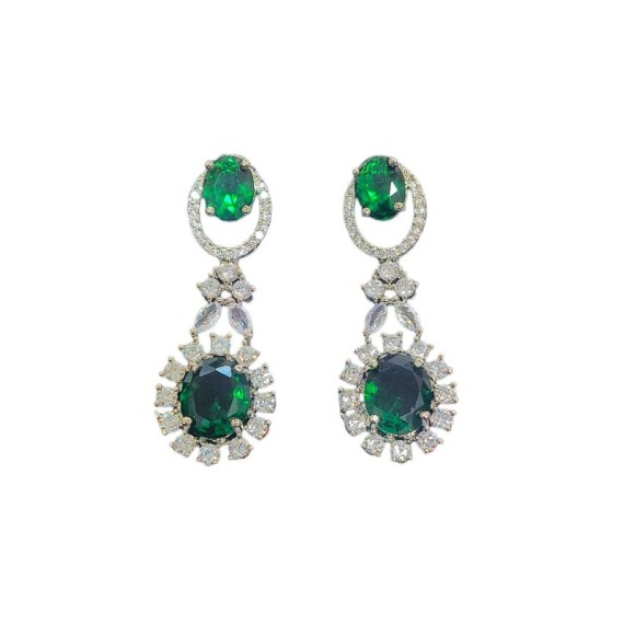 DE51GRRH Traditional Bollywood Style Wedding Ethnic AD american diamond jewlery Indian Earring Women