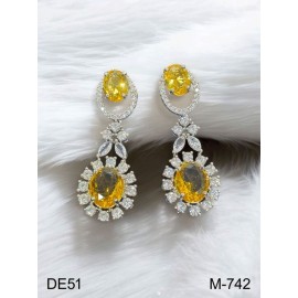 DE51YERH Traditional Bollywood Style Wedding Ethnic AD american diamond jewlery Indian Earring Women