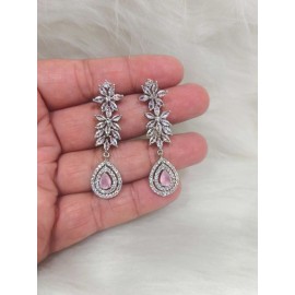 DE52PIRH Traditional Bollywood Style Wedding Ethnic AD american diamond jewlery Indian Earring Women