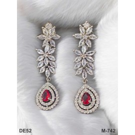 DE52RERH Traditional Bollywood Style Wedding Ethnic AD american diamond jewlery Indian Earring Women