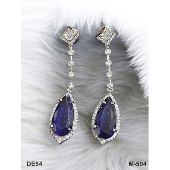 DE54BLRH Big Stone Drop Traditional Bollywood Style Wedding Ethnic AD american diamond jewlery Indian Earring Women