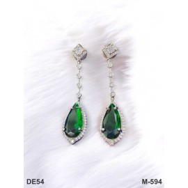 DE54GRRH Big Stone Drop Traditional Bollywood Style Wedding Ethnic AD american diamond jewlery Indian Earring Women