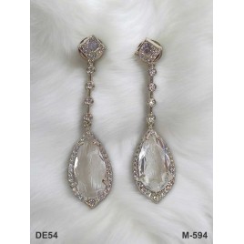 DE54WHRH Big Stone Drop Traditional Bollywood Style Wedding Ethnic AD american diamond jewlery Indian Earring Women