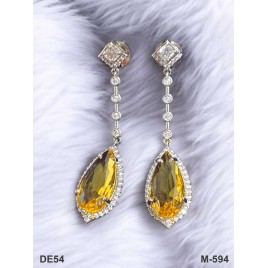 DE54YERH Big Stone Drop Traditional Bollywood Style Wedding Ethnic AD american diamond jewlery Indian Earring Women