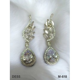 DE55WHRH Big Stone Drop Traditional Bollywood Style Wedding Ethnic AD american diamond jewlery Indian Earring Women