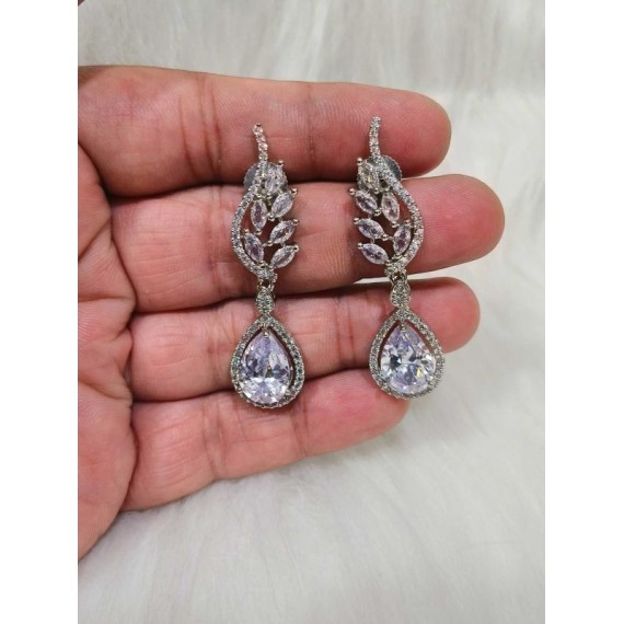 DE55WHRH Big Stone Drop Traditional Bollywood Style Wedding Ethnic AD american diamond jewlery Indian Earring Women