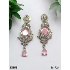 DE58PIRH Rose Gold White Silver plated american diamond brass artificial premium quality earring jewellery