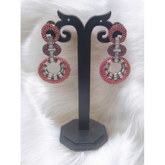 DE60RERH american diamond jewlery Indian Earring Women Traditional Bollywood Style Wedding Ethnic AD