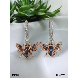 Rose Gold White Silver plated american diamond artificial premium quality earring DE61BLRH