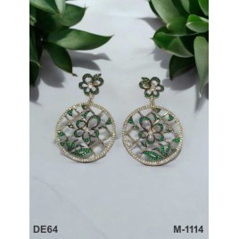 DE64GRRH Rose Gold White Silver plated american diamond brass artificial premium quality earring jewellery