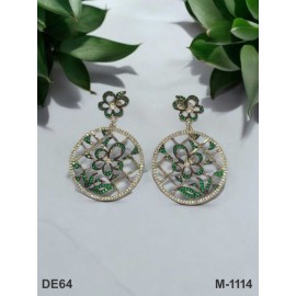 DE64GRRH Rose Gold White Silver plated american diamond brass artificial premium quality earring jewellery