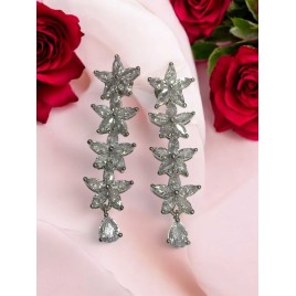 Sparkling Floral Drop Earrings with Marquise-Cut Stones | DE70WHRH