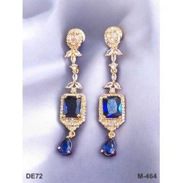 DE72BLRO Traditional Bollywood Style Wedding Ethnic AD american diamond jewlery Indian Chain Earring Women