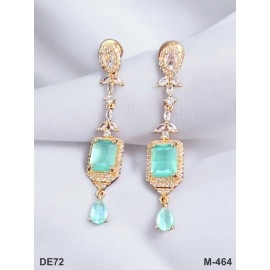 DE72MIRO Traditional Bollywood Style Wedding Ethnic AD american diamond jewlery Indian Chain Earring Women