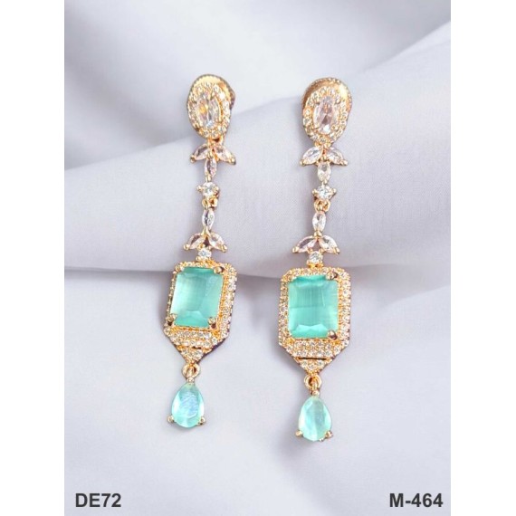 DE72MIRO Traditional Bollywood Style Wedding Ethnic AD american diamond jewlery Indian Chain Earring Women