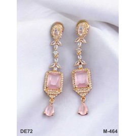 DE72PIRO Traditional Bollywood Style Wedding Ethnic AD american diamond jewlery Indian Chain Earring Women