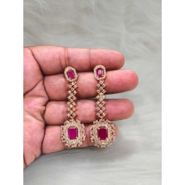 DE74RERO american diamond jewlery Indian Earring Women Traditional Bollywood Style Wedding Ethnic AD