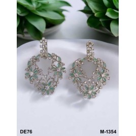 Traditional Bollywood Style Wedding Ethnic AD american diamond jewlery Indian Chain Earring Women DE76MIRH