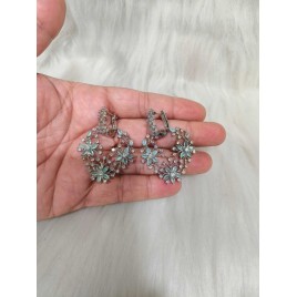 Traditional Bollywood Style Wedding Ethnic AD american diamond jewlery Indian Chain Earring Women DE76MIRH