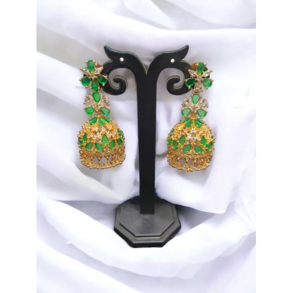 DJ08GRRO Earrings Fashionista Indian Jewelry Traditions Rose Gold Charm Elegance White Plated